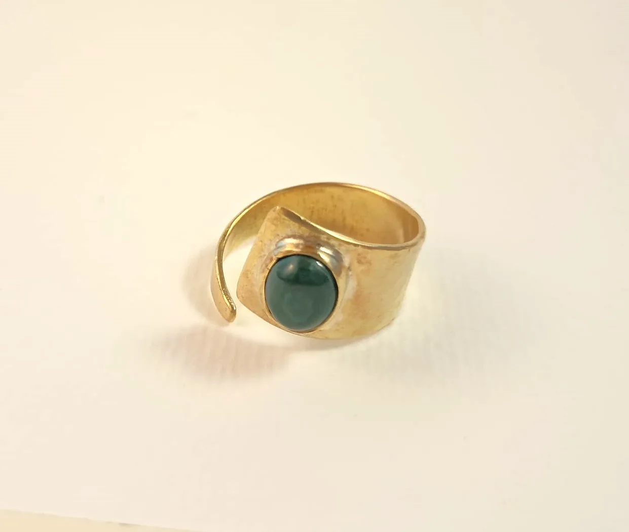 Bague triangle ajustable malachite